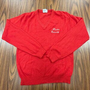 Vintage Hamline University Red V-Neck Sweater by Champion